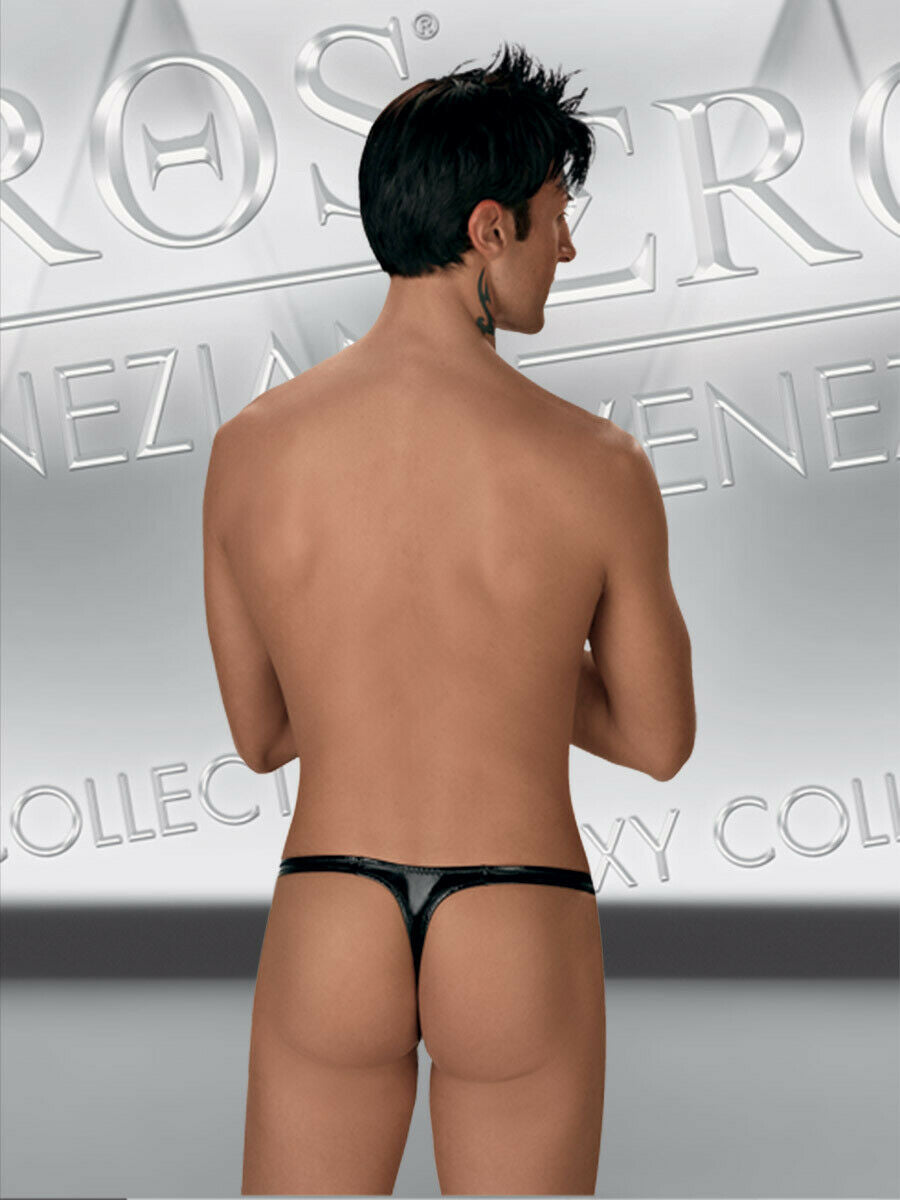Eros Veneziani Haute Couture Men Wetlook "Feels-like-latex" Detachable Thong BLACK